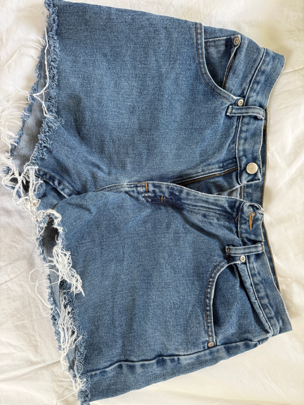 Women’s High-Rise Wrangler Distressed Blue Denim Shorts